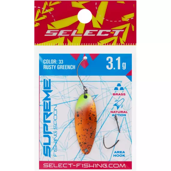 Блешня Select Supreme 3.1g 34mm #33 Rusty Greench, Вага блешні: 3.1, Колір блешні: #33 Rusty Greench, фото , изображение 2